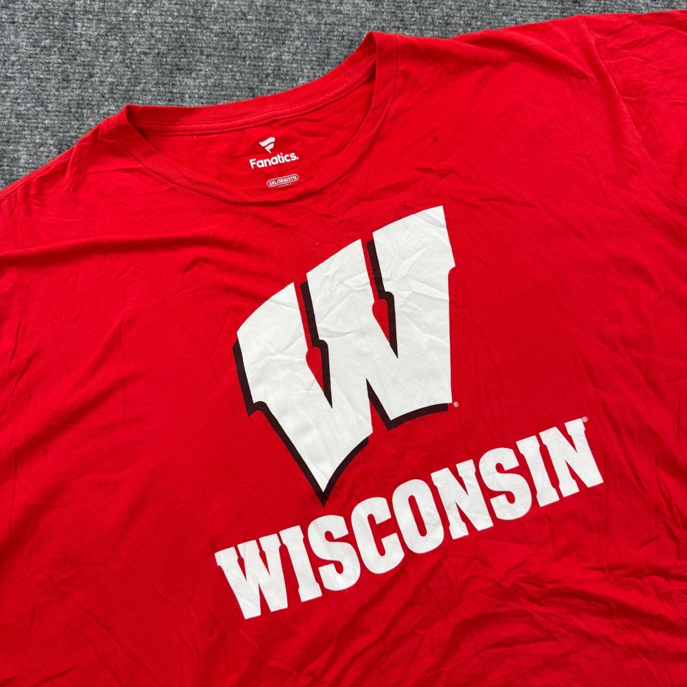 Fanatics Wisconsin Badgers T-Shirt 3XL Red Graphic Short Sleeve‎ Mens